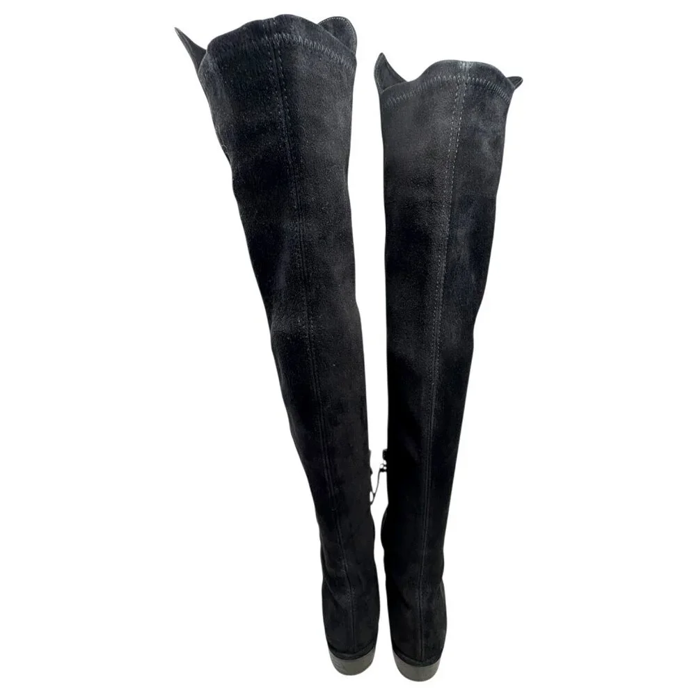 Stuart Weitzman All GOOD Black Suede Stretch‎ OTK Boots